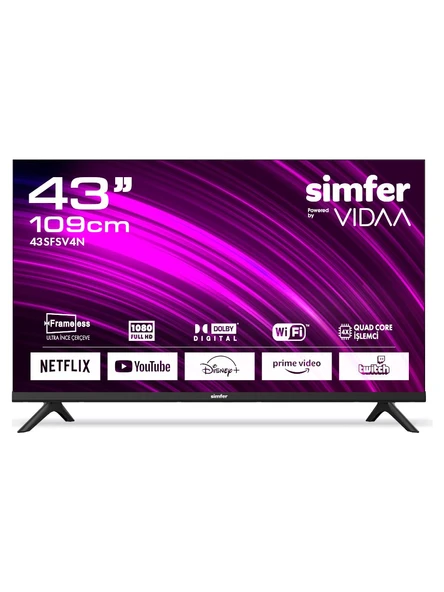 Simfer 43SFSV4N Full HD 43" 109 Ekran Uydu Alıcılı Smart LED TV ürün görseli