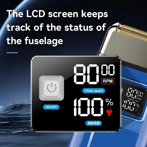 WA-2938 Süper Şarjlı Sakal,Ense,Vücut Traş Kesme Makinesi / Ergonomik Tasarım, Uzun Pil Ömrü, LED Ekran - 3