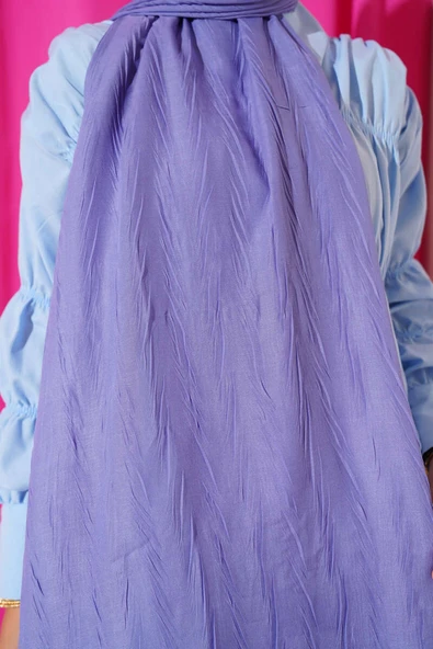 Kırışık Bambu Soft Şal Soft Mavi - Resim 4