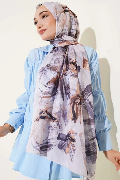 Fırça Desenli Soft Şal Bej - Resim 2