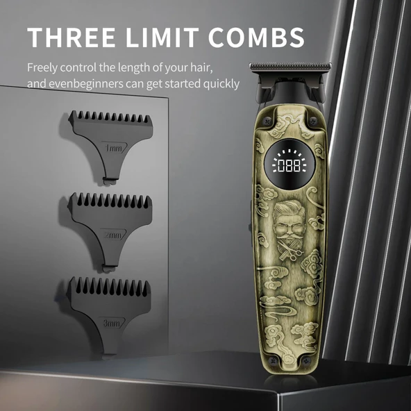 WA-0117 Profesyonel Şarjlı Saç,Sakal,Ense,Vücut Traş Kesme Makinesi / Ergonomik Tasarım, Uzun Pil Ömrü, LED Ekran - 2