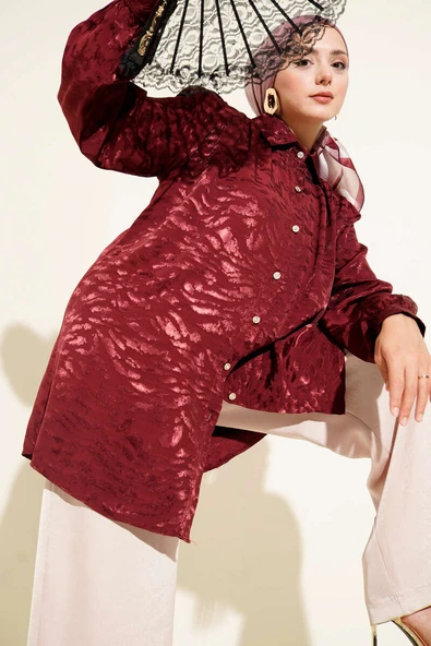 Jakar Desenli Tunik Bordo ürün görseli 1