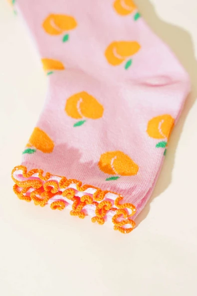 Kadın Meyve Figürlü Soket Çorap Pembe - Resim 2