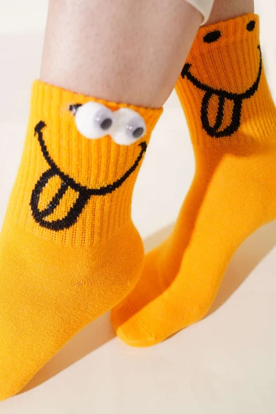 Bayan Oynar Göz Soket Çorap Hardal - Resim 2