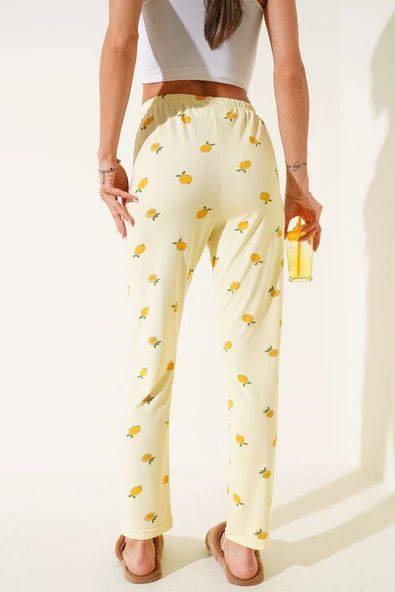 Desenli Pijama Sarı - Resim 3