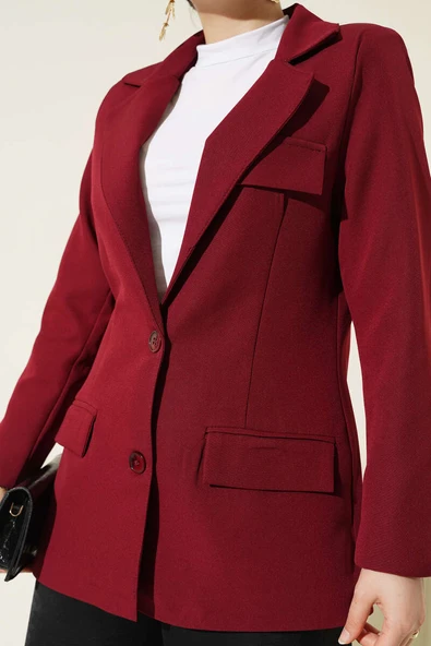Basic Cepli Ceket Bordo - Resim 4