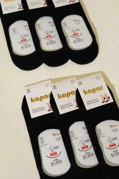 Bayan 6li Düz Babet Çorap Siyah - Resim 2