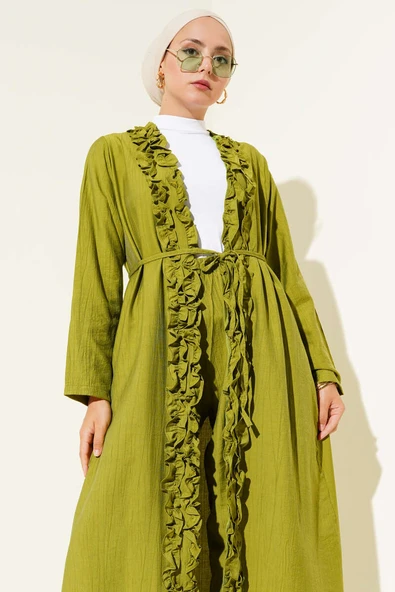 Fırfırlı Uzun Hırkalı İkili Takım Yeşil - Resim 2