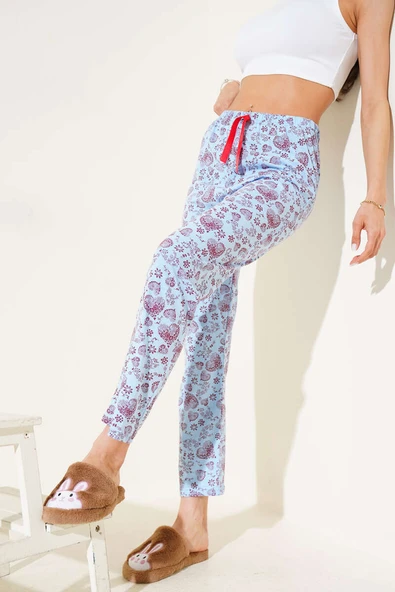 Kalp Motifli Pijama Altı Mavi ürün görseli