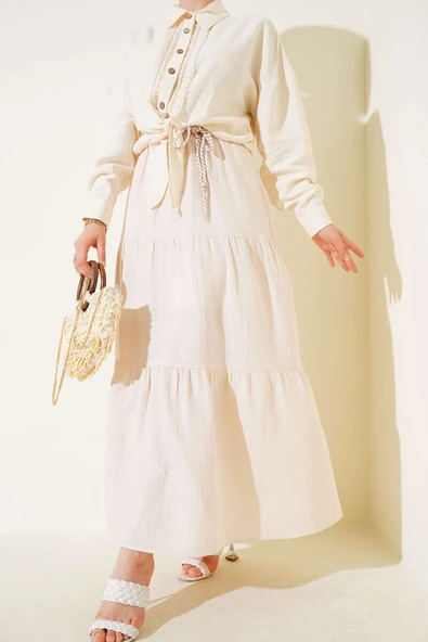 Garnili İp Kuşaklı Etek Taş ürün görseli 1