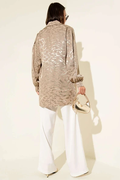 Jakar Desenli Tunik Vizon - Resim 3