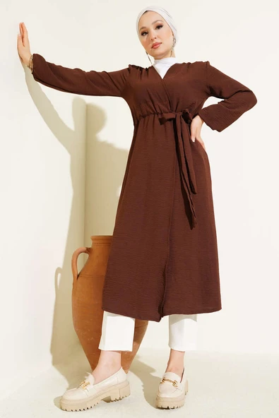 Ayrobin İçten Bağcıklı Hırka Kahve - Resim 2