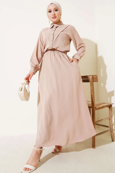 V Dikişli Etekli İkili Takım Latte ürün görseli 1