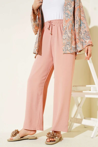 Ayrobin Bol Paça Pantolon Pudra ürün görseli 1