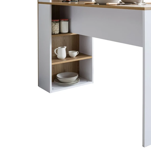 Blesk Nova Çok Amaçlı Raflı Bar Masası – Mutfak Adası ve Yemek Masası Olarak Kullanılabilir - Resim 5