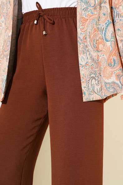 Ayrobin Bol Paça Pantolon Kahve - Resim 4