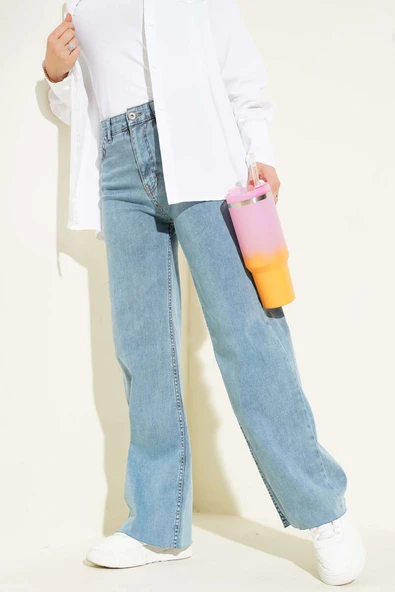 Salaş Kesik Paça Pantolon Açık Mavi Kar ürün görseli 1