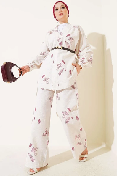 Çiçek Desenli Kabartmalı İkili Takım Bordo ürün görseli 1