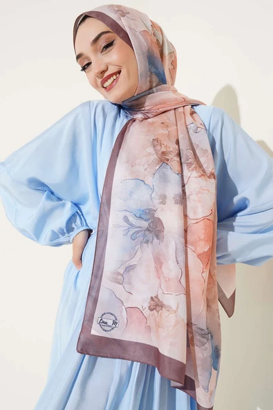 Meri Desenli Soft Şal Kahve - Resim 2