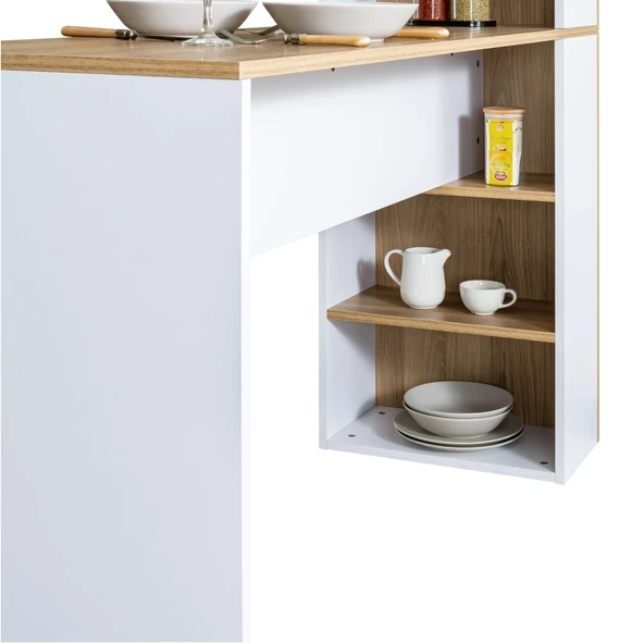 Blesk Nova Çok Amaçlı Raflı Bar Masası – Mutfak Adası ve Yemek Masası Olarak Kullanılabilir - Resim 6