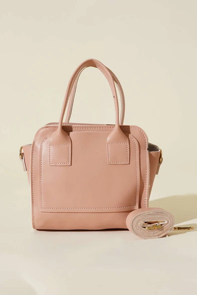 Fermuarlı Kare Çanta Pudra - Resim 2