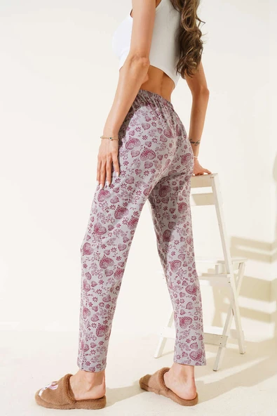 Kalp Motifli Pijama Altı Kayrak Grisi - Resim 3