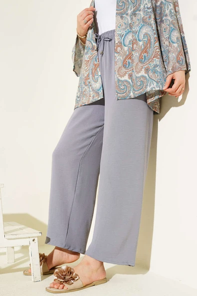 Ayrobin Bol Paça Pantolon Kayrak Grisi - Resim 2