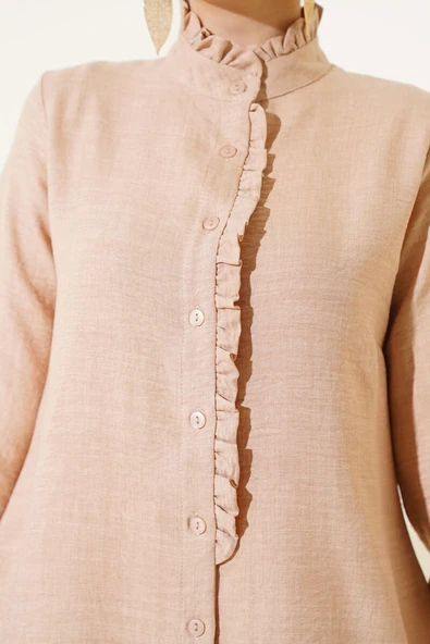 Fırfır Detaylı Tunik Camel - Resim 4