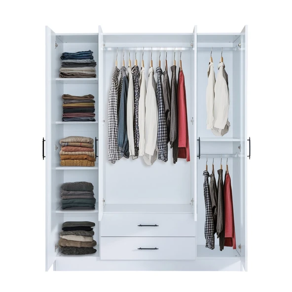 Gardırop, Blesk Hera 4 Kapaklı, Aynalı Çekmeceli Dolap - Resim 4