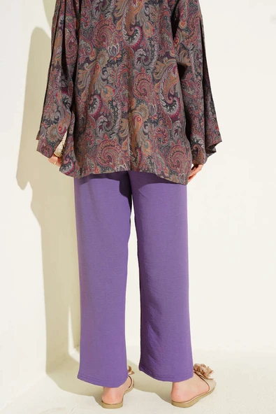Ayrobin Bol Paça Pantolon Lila - Resim 3