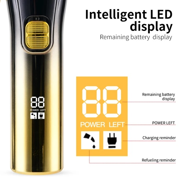 WA-070 Profesyonel Şarjlı Saç,Sakal,Ense,Vücut Traş Kesme Makinesi / Ergonomik Tasarım, Uzun Pil Ömrü, LED Ekran - 3