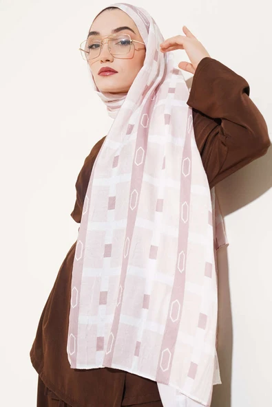 Desenli Bambu Kraş Şal Bej ürün görseli 1