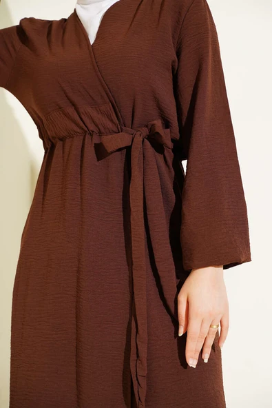 Ayrobin İçten Bağcıklı Hırka Kahve - Resim 4