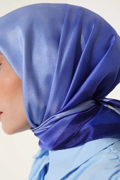 Degrade Twill Eşarp Saks - Resim 4