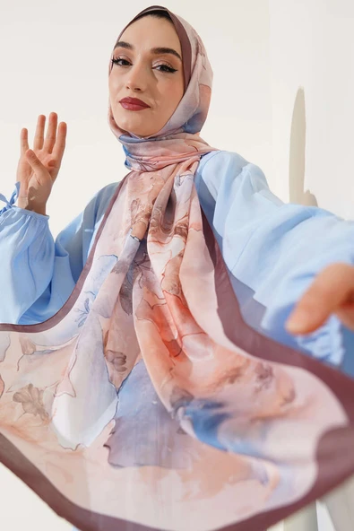 Meri Desenli Soft Şal Kahve ürün görseli 1