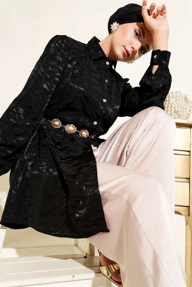 Jakar Desenli Tunik Siyah ürün görseli 1