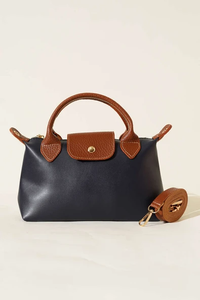 Mıknatıslı Kısa Kulplu Çanta Lacivert - Resim 2