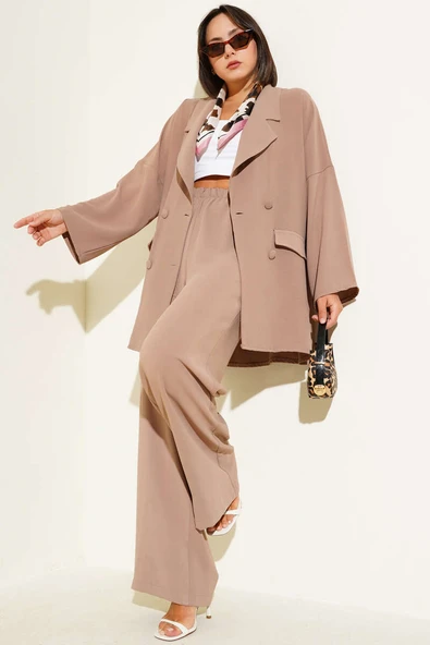 Kruvaze Basic İkili Takım Latte - Resim 2