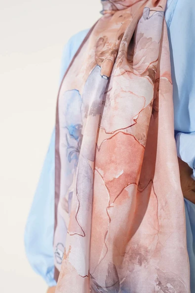 Meri Desenli Soft Şal Kahve - Resim 4