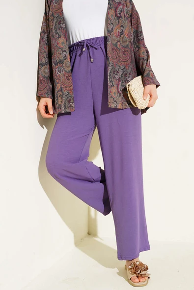 Ayrobin Bol Paça Pantolon Lila ürün görseli 1