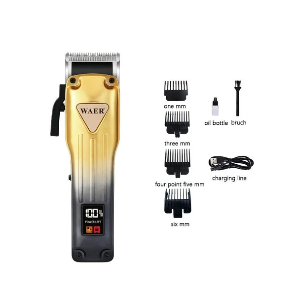 WA-0207 Profesyonel Şarjlı Saç,Sakal,Ense,Vücut Traş Kesme Makinesi / Ergonomik Tasarım, Uzun Pil Ömrü, LED Ekran