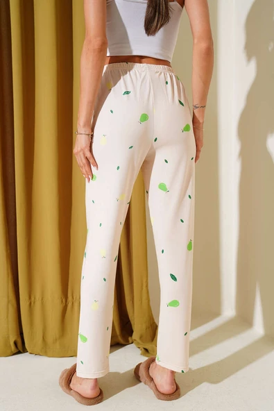 Desenli Pijama Bej - Resim 3