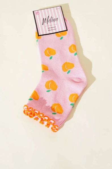 Kadın Meyve Figürlü Soket Çorap Pembe ürün görseli