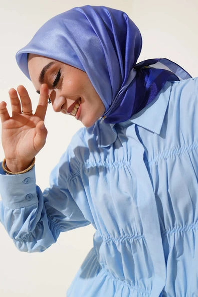 Degrade Twill Eşarp Saks ürün görseli 1