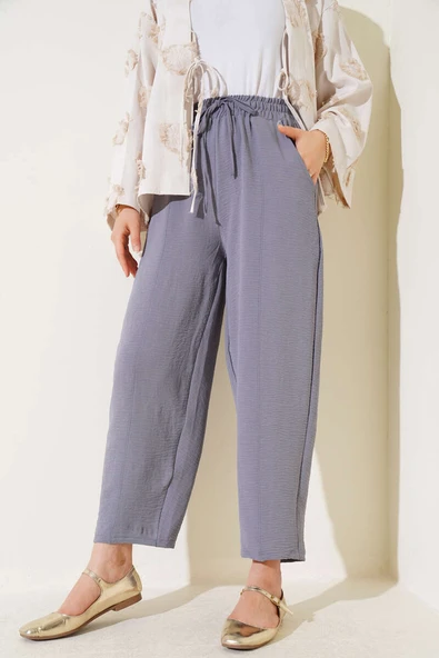 Çımalı Belinden Bağlamalı Pantolon Kaynak Grisi - Resim 2