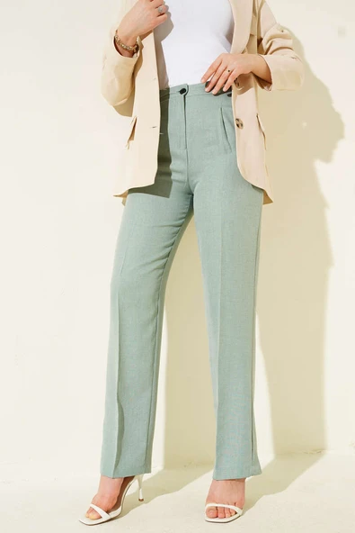 Pileli Keten Kumaş Mint ürün görseli 1