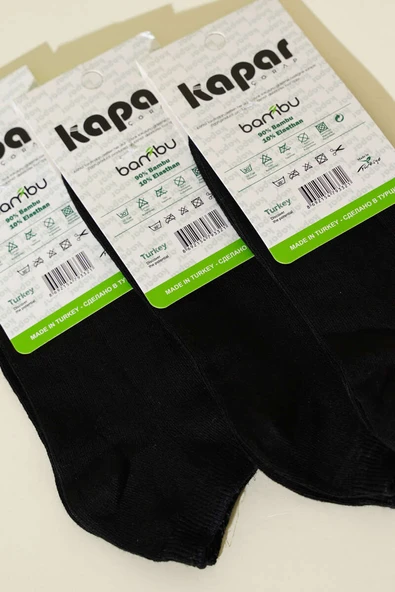 Bayan 3lü Bambu Patik Çorap Siyah - Resim 2