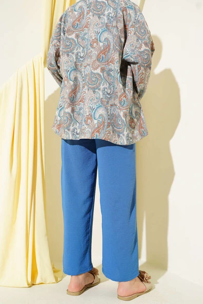 Ayrobin Bol Paça Pantolon Indıgo - Resim 3