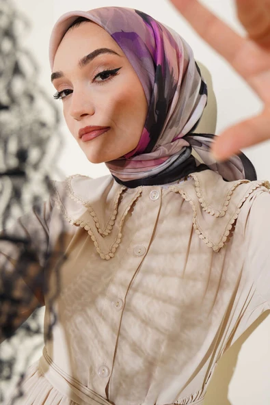 Su Gölgesi Desenli Eşarp Menekşe ürün görseli 1