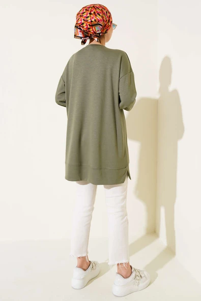 Loyşa I Love You Baskılı Tunik Haki - Resim 3